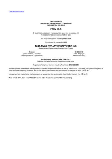 Miniature Take-Two Interactive
 10-Q Rapport trimestriel  