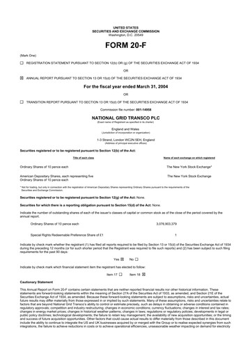 Thumbnail National Grid 20-F Annual Report 