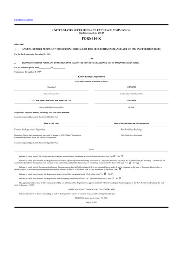 Miniature Kimco Realty
 10-K Rapport annuel 