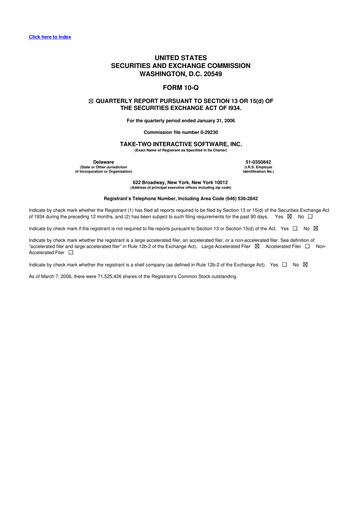 Miniature Take-Two Interactive
 10-Q Rapport trimestriel  