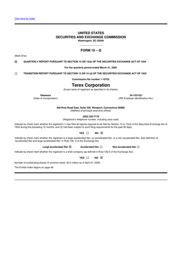 Thumbnail Terex
 10-Q Quarterly Report FY 