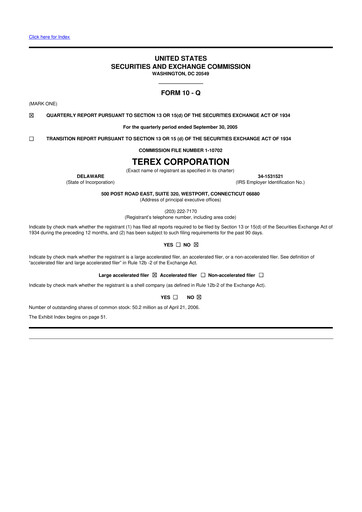 Thumbnail Terex
 10-Q Quarterly Report FY 