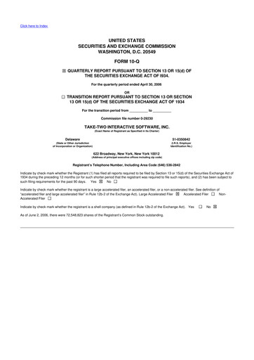 Miniature Take-Two Interactive
 10-Q Rapport trimestriel  