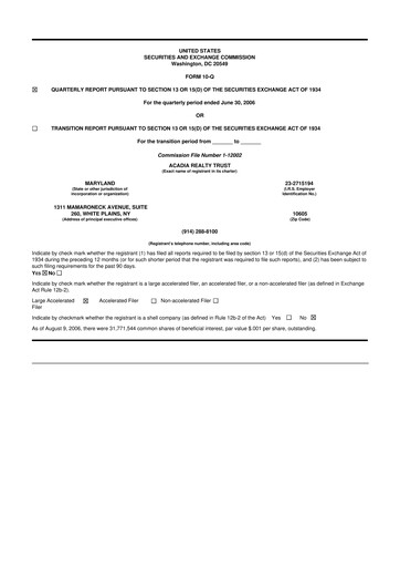 Thumbnail Acadia Realty Trust
 10-Q Quarterly Report FY 