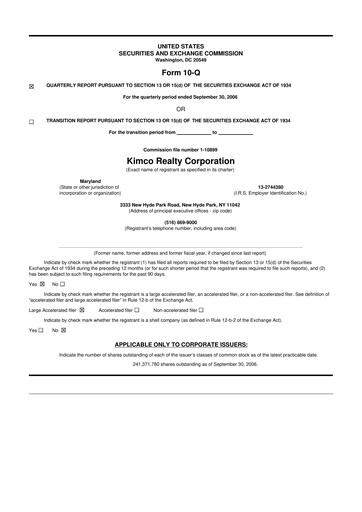 Vorschaubild Kimco Realty
 10-Q Quartalsbericht  