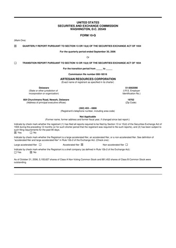 Thumbnail Artesian Resources 10-Q Quarterly Report FY 