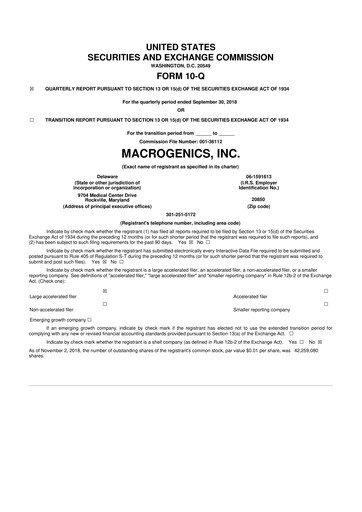 Thumbnail MacroGenics 10-Q Quarterly Report FY2018 