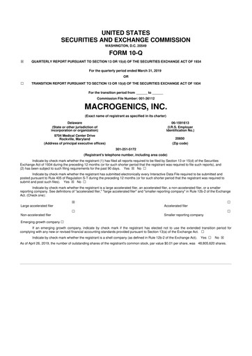 Thumbnail MacroGenics 10-Q Quarterly Report FY2019 