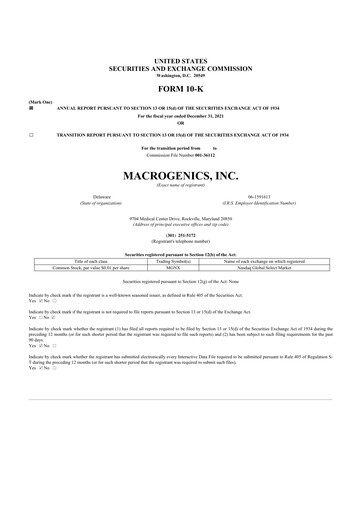 Thumbnail MacroGenics 10-K Annual Report 