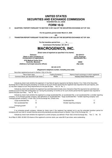 Thumbnail MacroGenics 10-Q Quarterly Report FY2026 