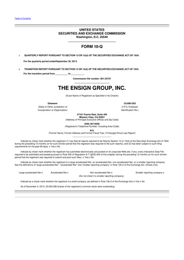 Thumbnail The Ensign Group 10-Q Quarterly Report FY2013 