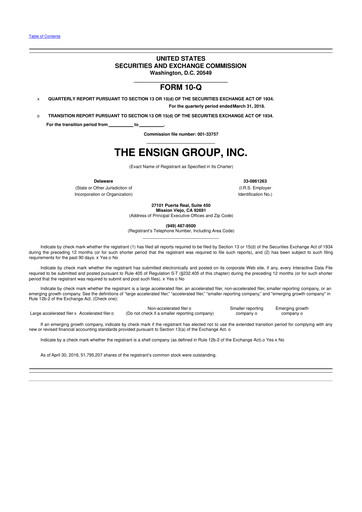 Thumbnail The Ensign Group 10-Q Quarterly Report FY2018 