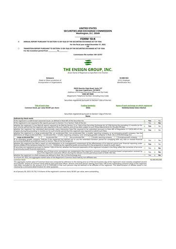 Thumbnail The Ensign Group 10-K Annual Report 2022