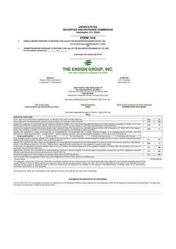 Thumbnail The Ensign Group 10-K Annual Report 2025