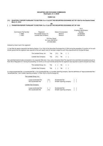 Thumbnail Spire Inc. 10-Q Quarterly Report FY2010 