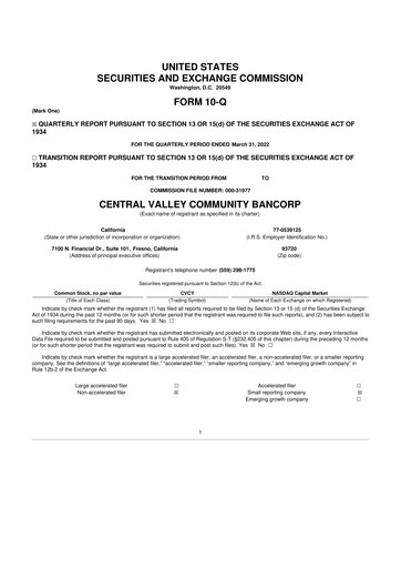 Thumbnail Community West Bancshares 10-Q Quarterly Report FY2022 