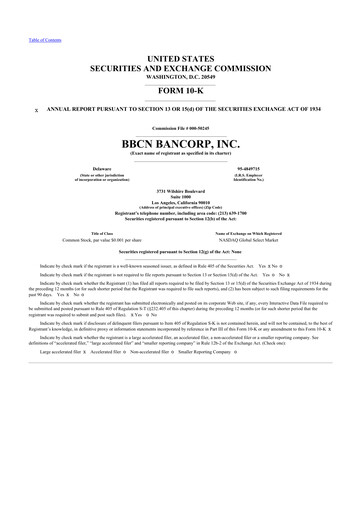 Thumbnail Hope Bancorp 10-K Annual Report 2013