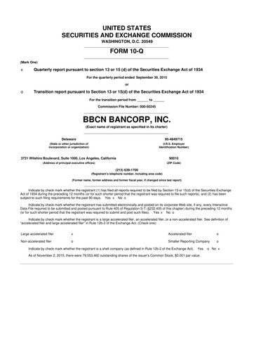 Thumbnail Hope Bancorp 10-Q Quarterly Report FY2015 