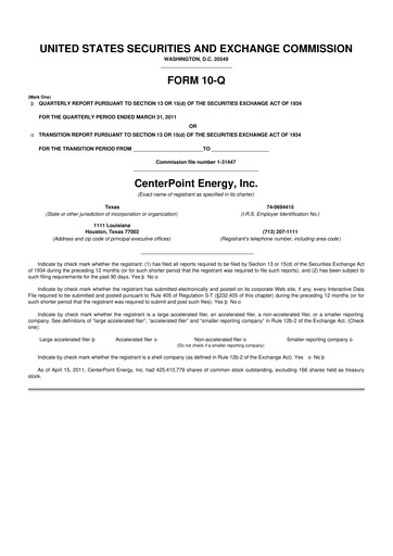 Thumbnail CenterPoint Energy
 10-Q Quarterly Report FY2011 