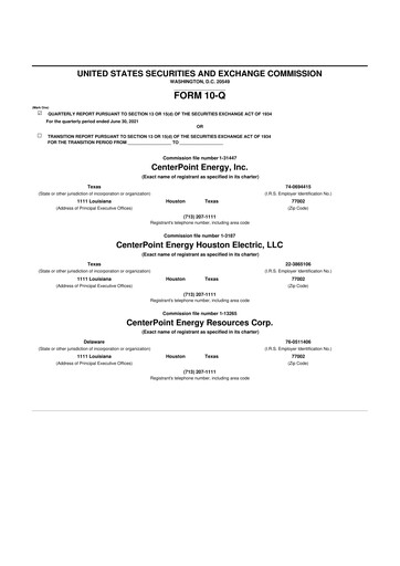 Thumbnail CenterPoint Energy
 10-Q Quarterly Report FY2021 