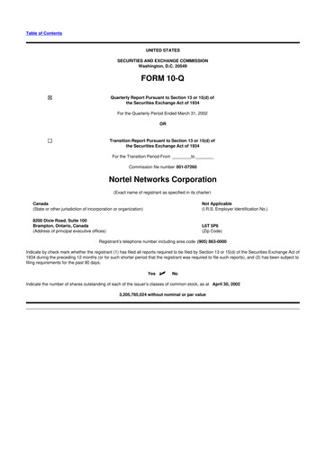 Vorschaubild Nortel Networks 10-Q Quartalsbericht  