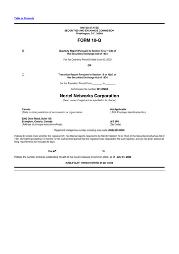 Vorschaubild Nortel Networks 10-Q Quartalsbericht  