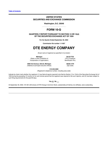 Thumbnail DTE Energy
 10-Q Quarterly Report FY 