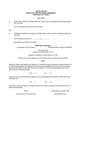 Thumbnail Black Hills 10-Q Quarterly Report FY 