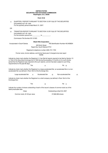 Thumbnail Black Hills 10-Q Quarterly Report FY 