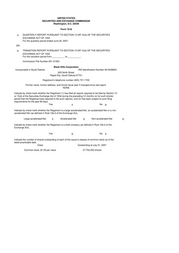 Thumbnail Black Hills 10-Q Quarterly Report FY 