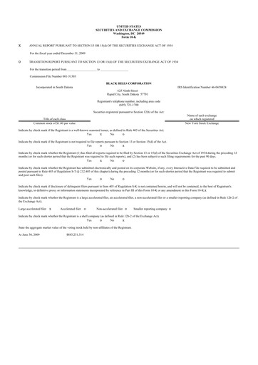 Thumbnail Black Hills 10-K Annual Report 