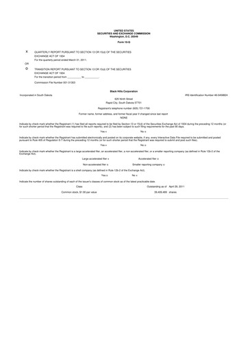 Thumbnail Black Hills 10-Q Quarterly Report FY2010 