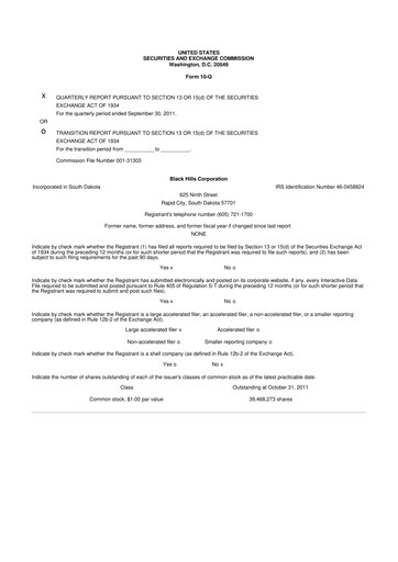 Thumbnail Black Hills 10-Q Quarterly Report FY2010 