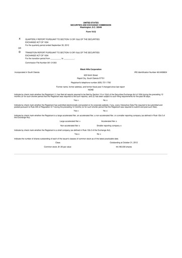 Thumbnail Black Hills 10-Q Quarterly Report FY2012 