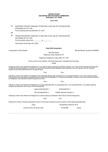 Thumbnail Black Hills 10-Q Quarterly Report FY2013 