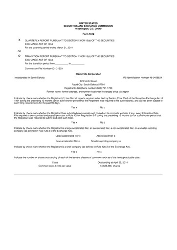 Thumbnail Black Hills 10-Q Quarterly Report FY2014 