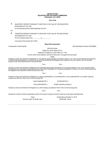 Thumbnail Black Hills 10-Q Quarterly Report FY2014 