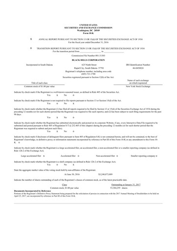 Thumbnail Black Hills 10-K Annual Report 2016