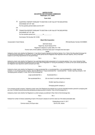 Thumbnail Black Hills 10-Q Quarterly Report FY2017 