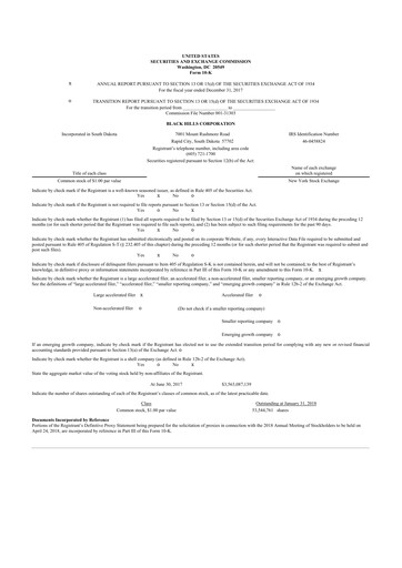 Thumbnail Black Hills 10-K Annual Report 2017