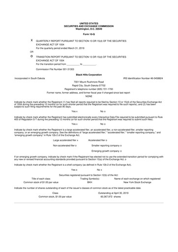 Thumbnail Black Hills 10-Q Quarterly Report FY2019 