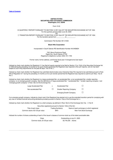 Thumbnail Black Hills 10-Q Quarterly Report FY2020 