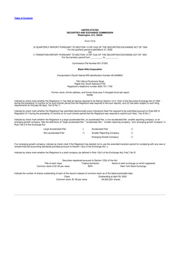 Thumbnail Black Hills 10-Q Quarterly Report FY2022 