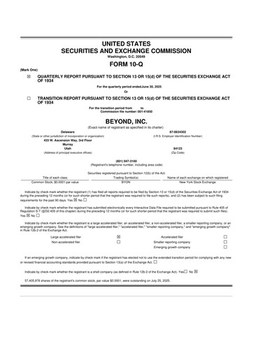 Miniature Bed Bath & Beyond 10-Q Rapport trimestriel 2025 