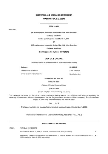 Thumbnail Zion Oil & Gas 10-Q Quarterly Report FY 
