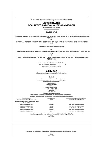 Miniature GSK plc 20-F Rapport annuel 2024