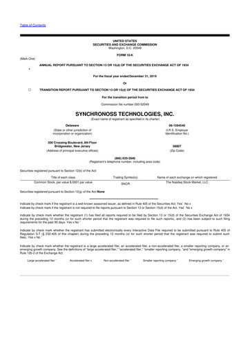 Thumbnail Synchronoss Technologies 10-K Annual Report 2019