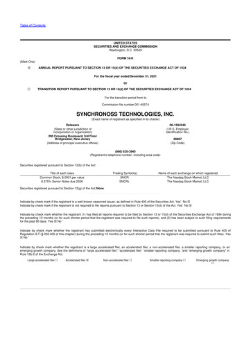 Thumbnail Synchronoss Technologies 10-K Annual Report 2021
