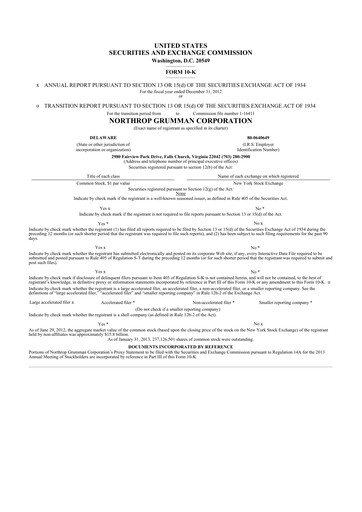 Thumbnail Northrop Grumman 10-K Annual Report 2012