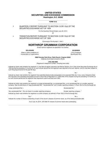 Thumbnail Northrop Grumman 10-Q Quarterly Report FY2014 